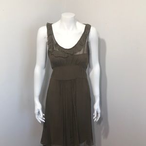 Burberry Brit Olive Green Silk Dress Sz 4